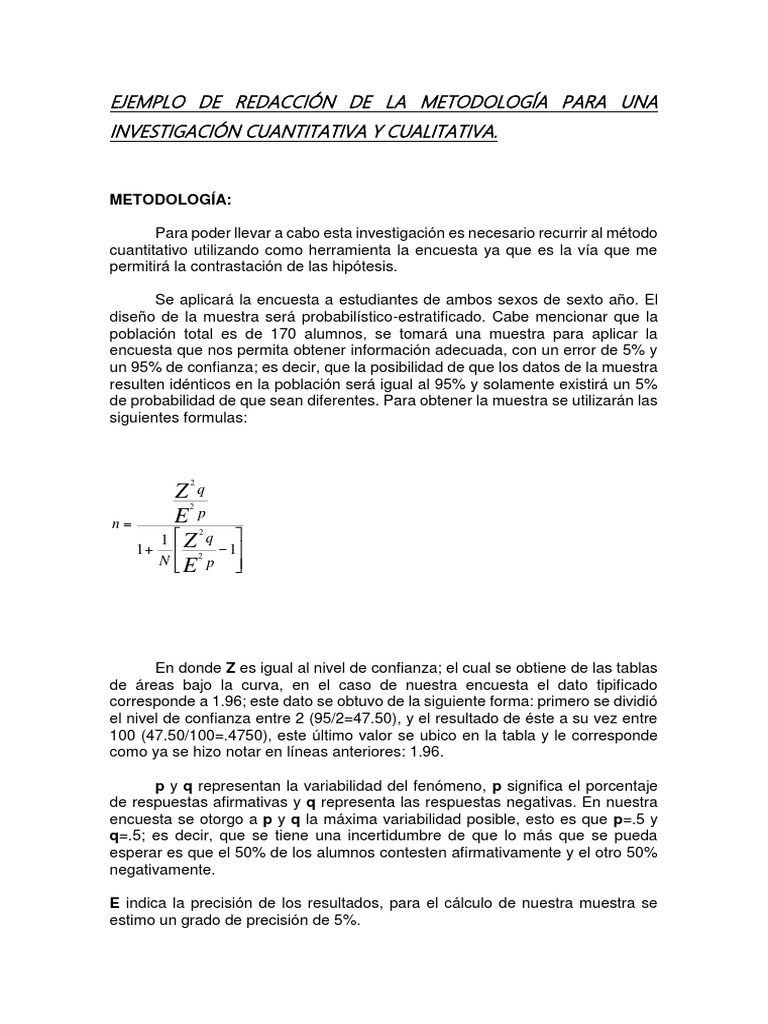Ejemplo de Redacción de La Metodología Para Una