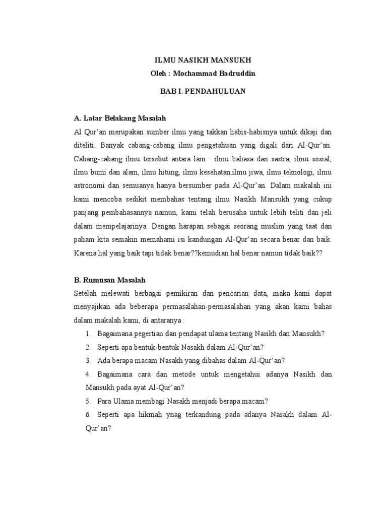 Ilmu Nasikh Mansukh