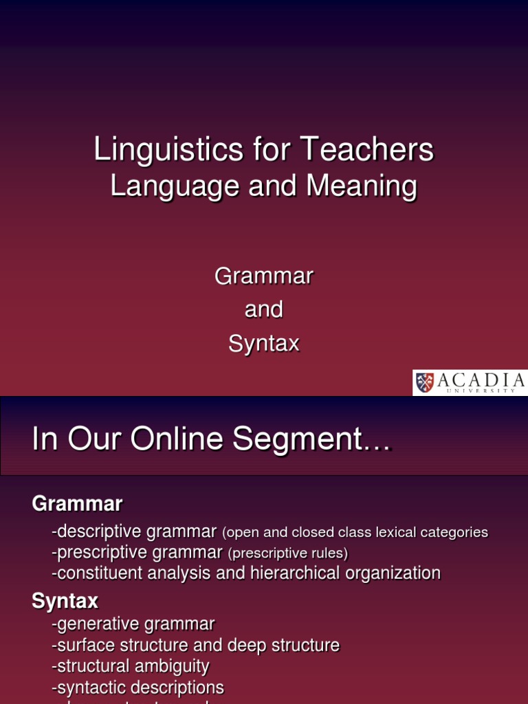Grammar and Syntax Overview for Educators | PDF | Part Of Speech | Phrase