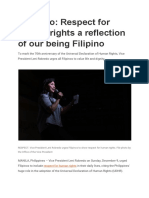 Robredo: Respect For Human Rights A Reflection of Our Being Filipino