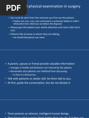 History and Physical Examination in Surgery