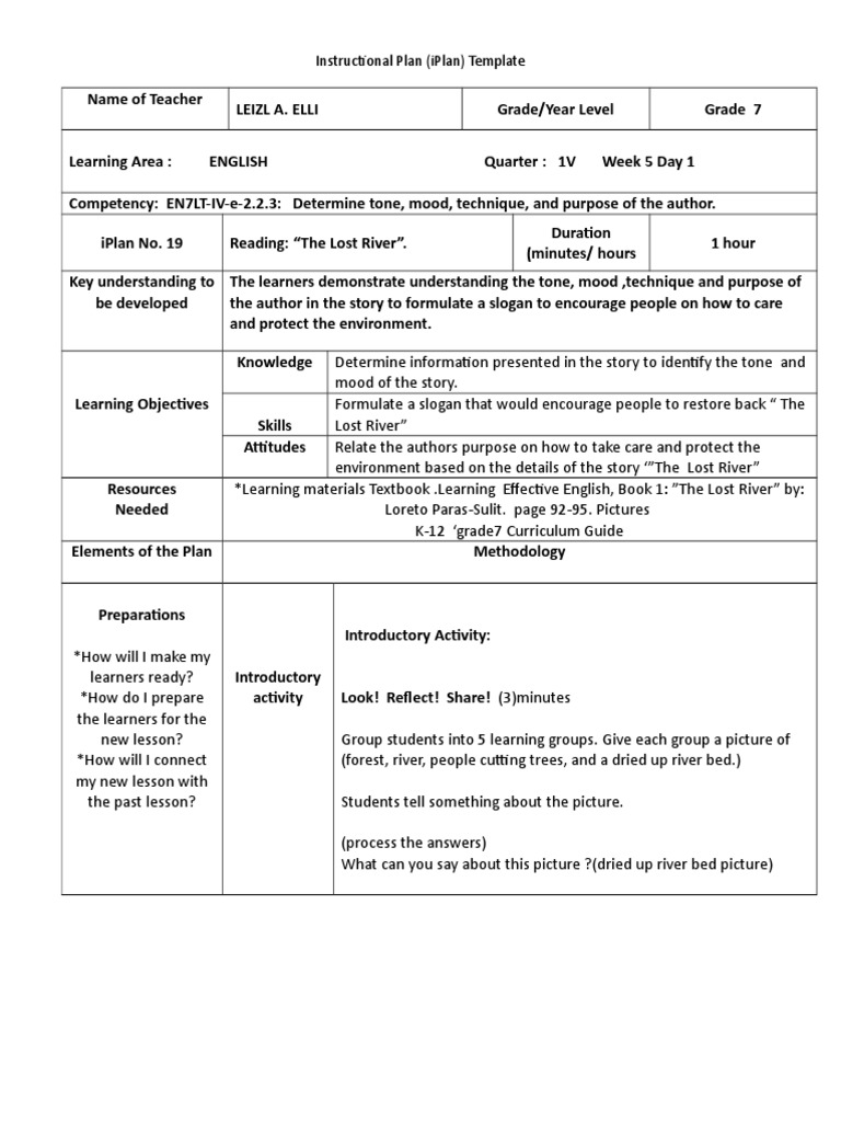 Daily Lesson Plan | PDF | Learning | Behavior Modification