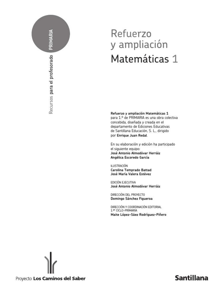 Refuerzo y Ampliacion Matematicas 1 de Primaria Santillana PDF | PDF