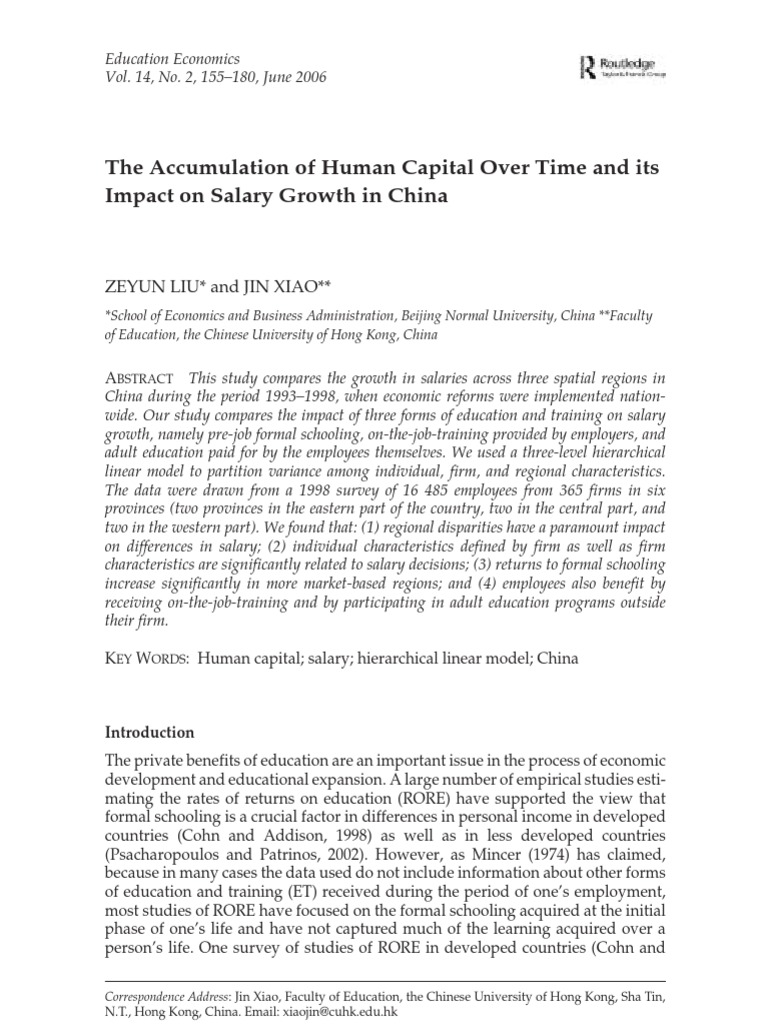 Human Capital And Its Impact On The