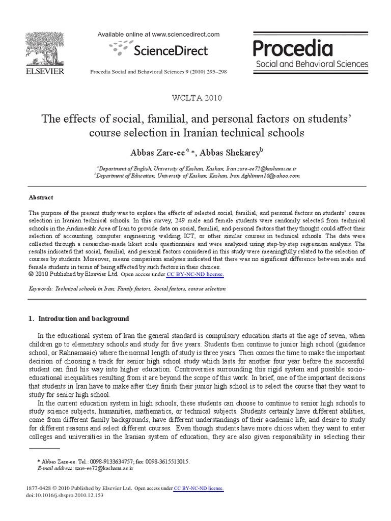 The Effects of Social, Familial, and Personal Factors On Students ...