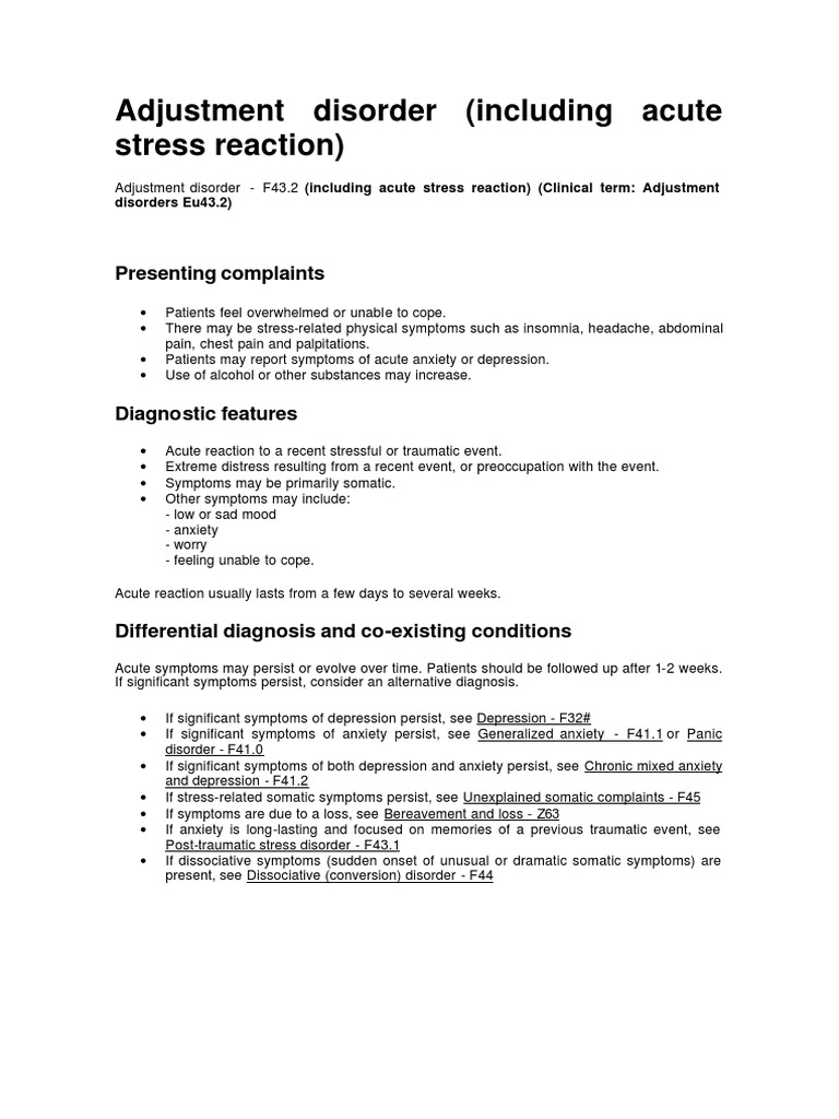 Adjustment Disorder PDF Mental Disorder Major Depressive Disorder