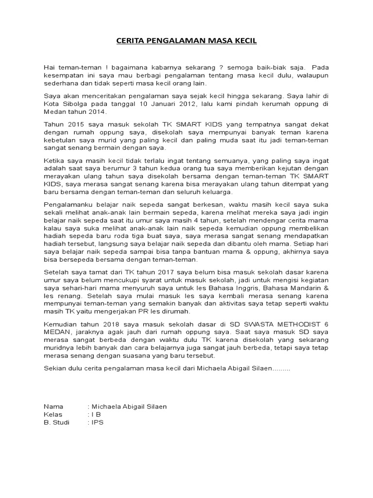 Cerita Pengalaman Masa Kecil Pdf