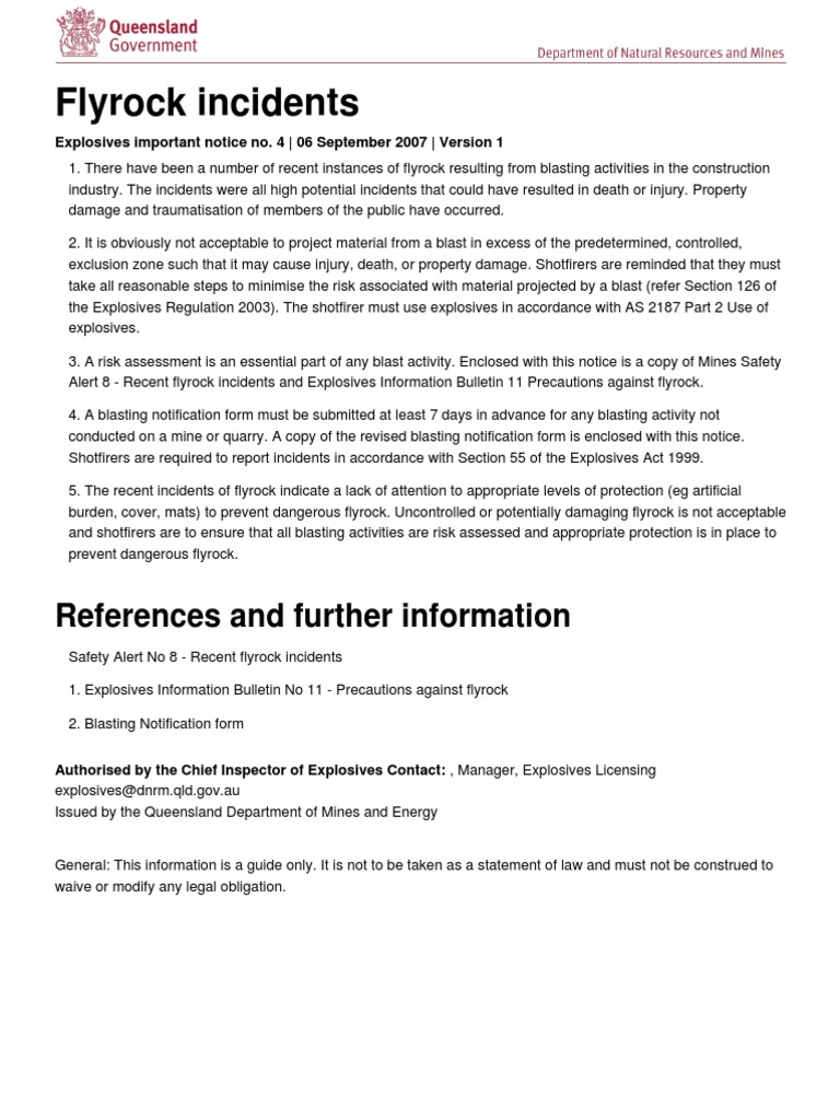 Surface Blasting Safety ProceduresExample1 PDF Risk Prevention