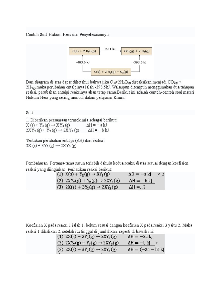 Contoh Soal Hukum Hess Dan Penyelesaiannya