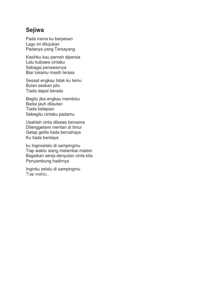 Lirik Lagu Sejiwa Pdf