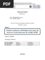 Analyses Physico-Chimiques Des Eaux de Process Et Des Boissons de SARL IFRI PDF