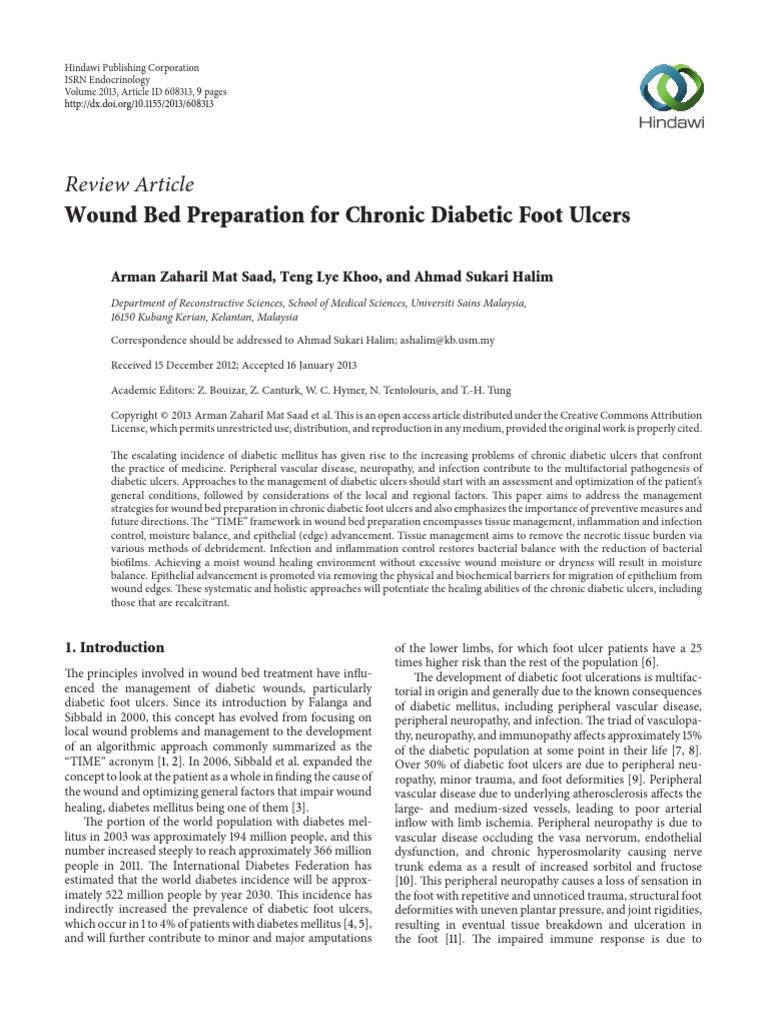 Review Article: Wound Bed Preparation For Chronic Diabetic Foot Ulcers ...