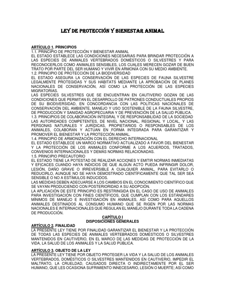 Ley 30407: Protección Animal en Perú | PDF | Bienestar de los animales ...