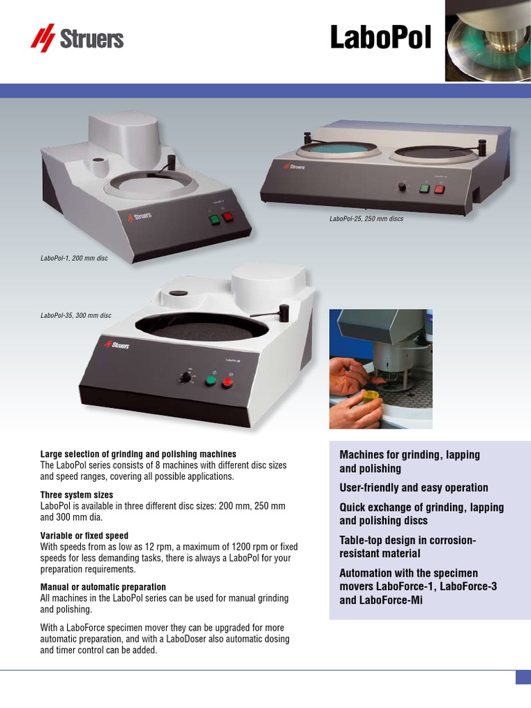 LaboPol Series: Grinding & Polishing Machines | PDF | Grinding ...