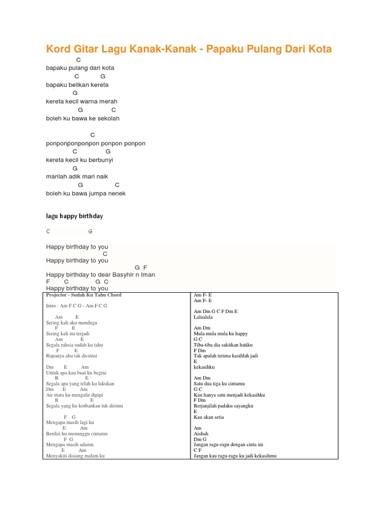 Kord Gitar Lagu Kanak Pdf