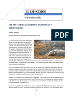 Militarizacion en políticas y gestión ambiental en Colombia