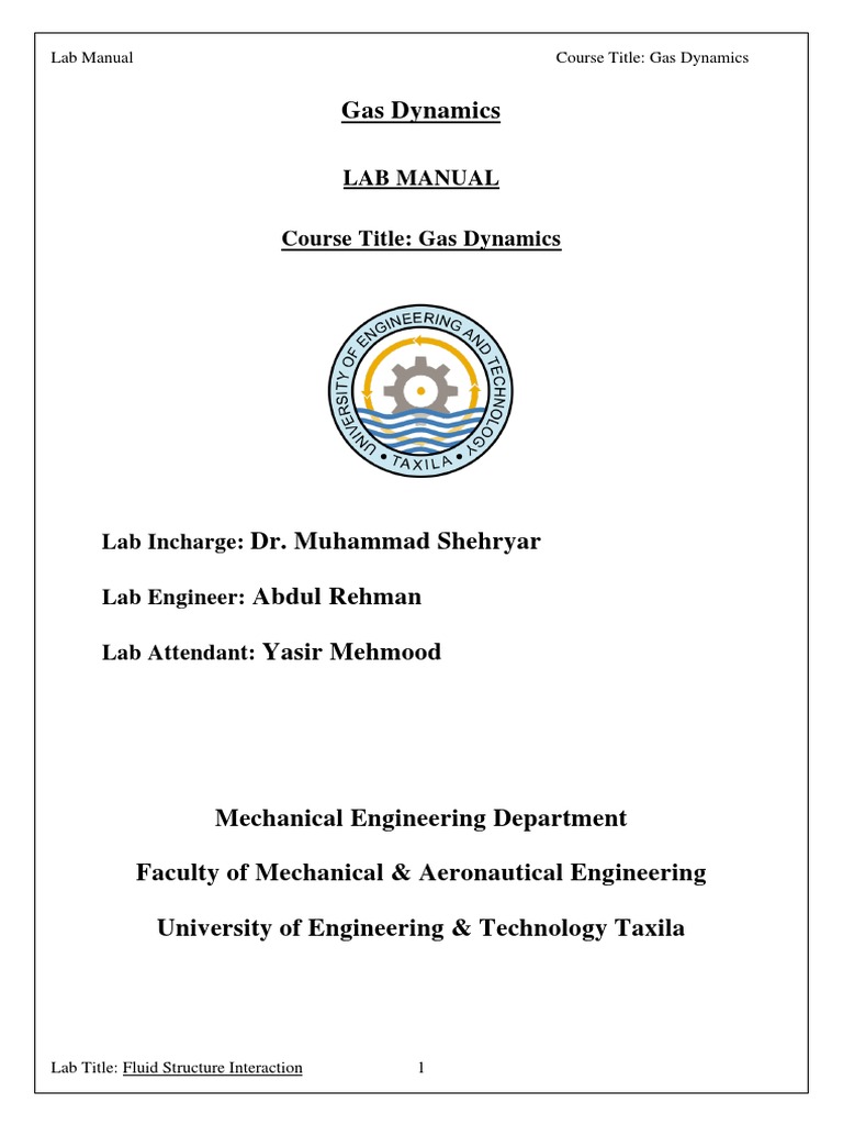 Gas Dynamics Lab Manual PDF Drag (Physics) Airfoil