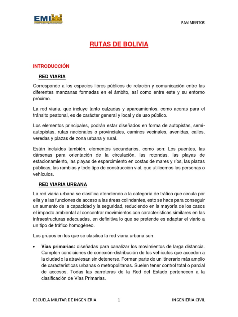 Análisis de la red vial fundamental de Bolivia y sus principales rutas ...