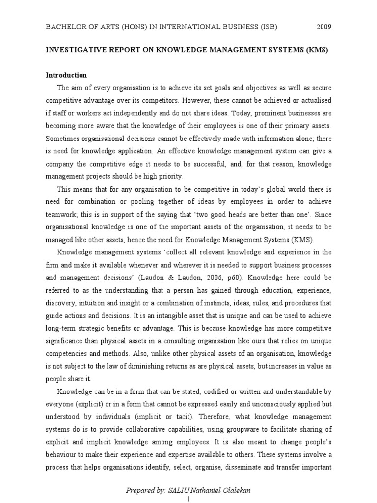Knowledge Management Systems Overview | PDF
