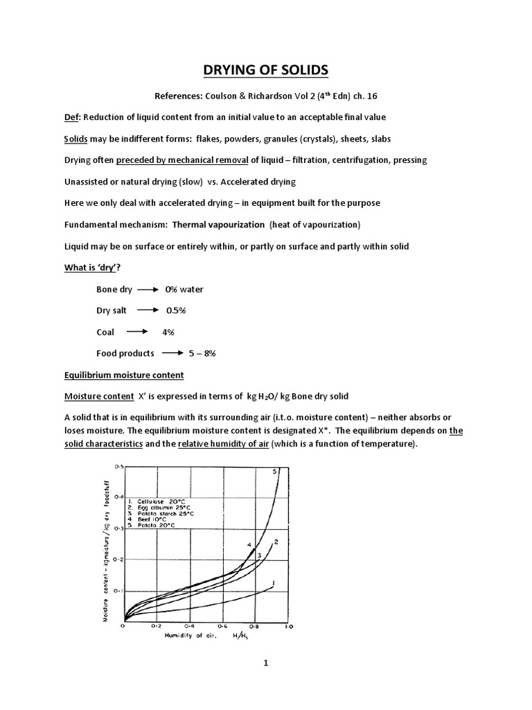 Drying Mechanisms and Methods of Solids | PDF | Humidity | Heat Transfer