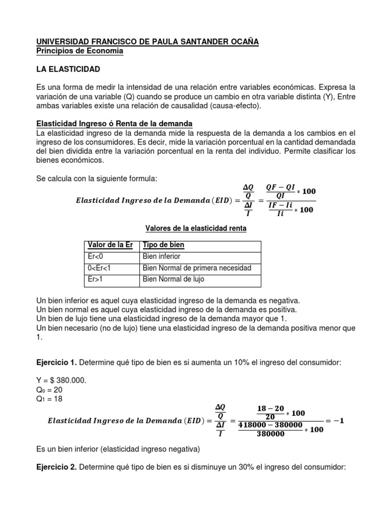 Elasticidad Ingreso y Cruzada de La Demanda | PDF | Elasticidad ...