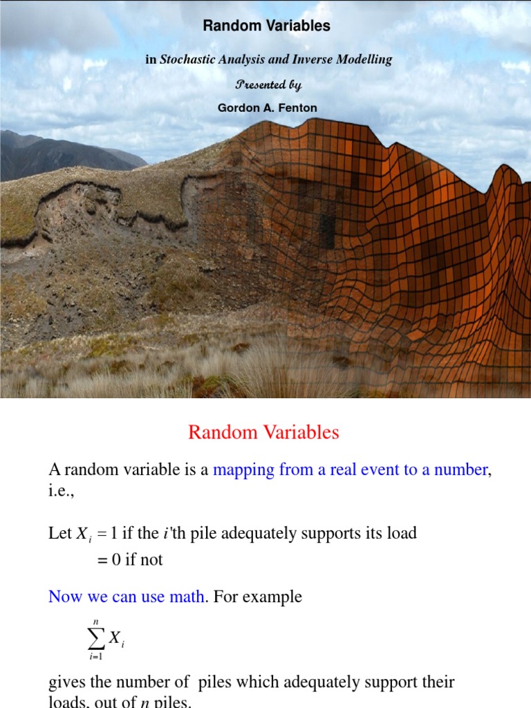 Random Variables: Presented by in Stochastic Analysis and Inverse ...