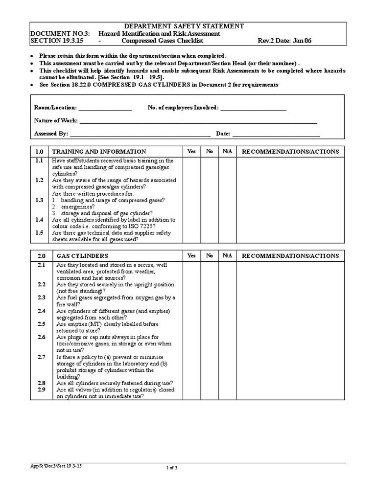 Compressed Gases Checklist Gases Gas Technologies