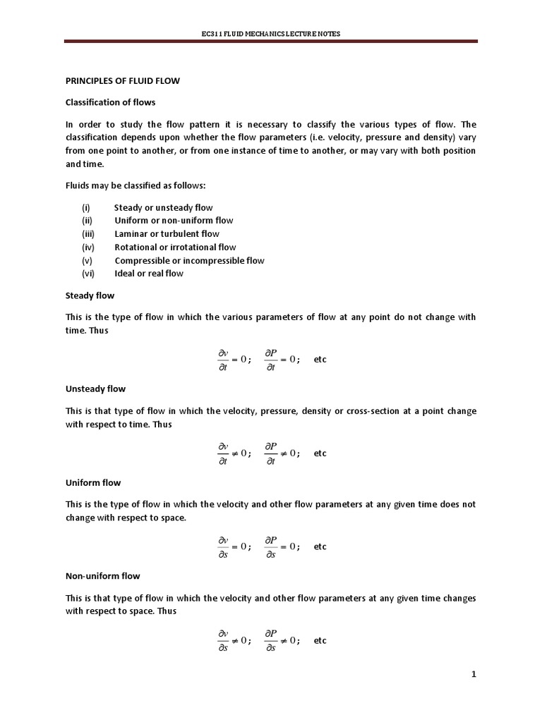 Fluid Flow Principles and Classifications | PDF | Fluid Dynamics ...