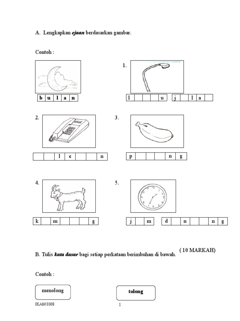 Contoh Soalan BM Pemahaman Tahun 2 (1)