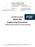 GENG 408 Engineering Economics Course Syllabus PDF
