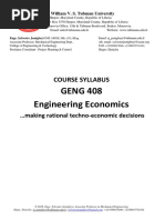 GENG 408 Engineering Economics Course Syllabus PDF