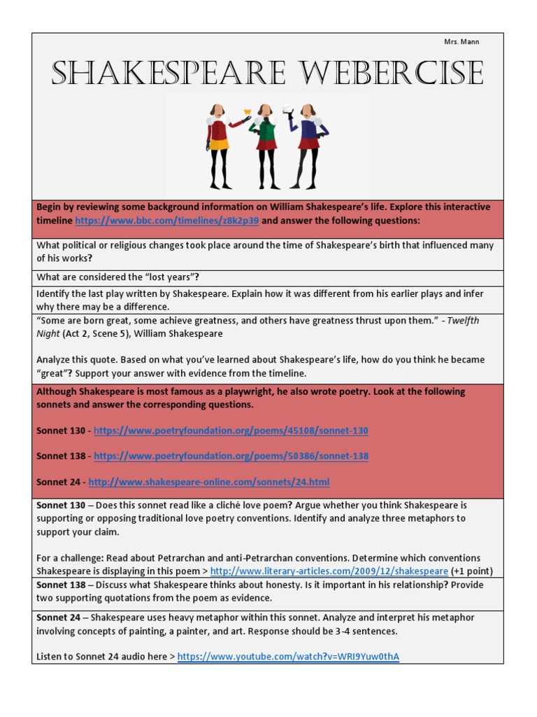 Shakespeare Webercise William Shakespeare Hamlet