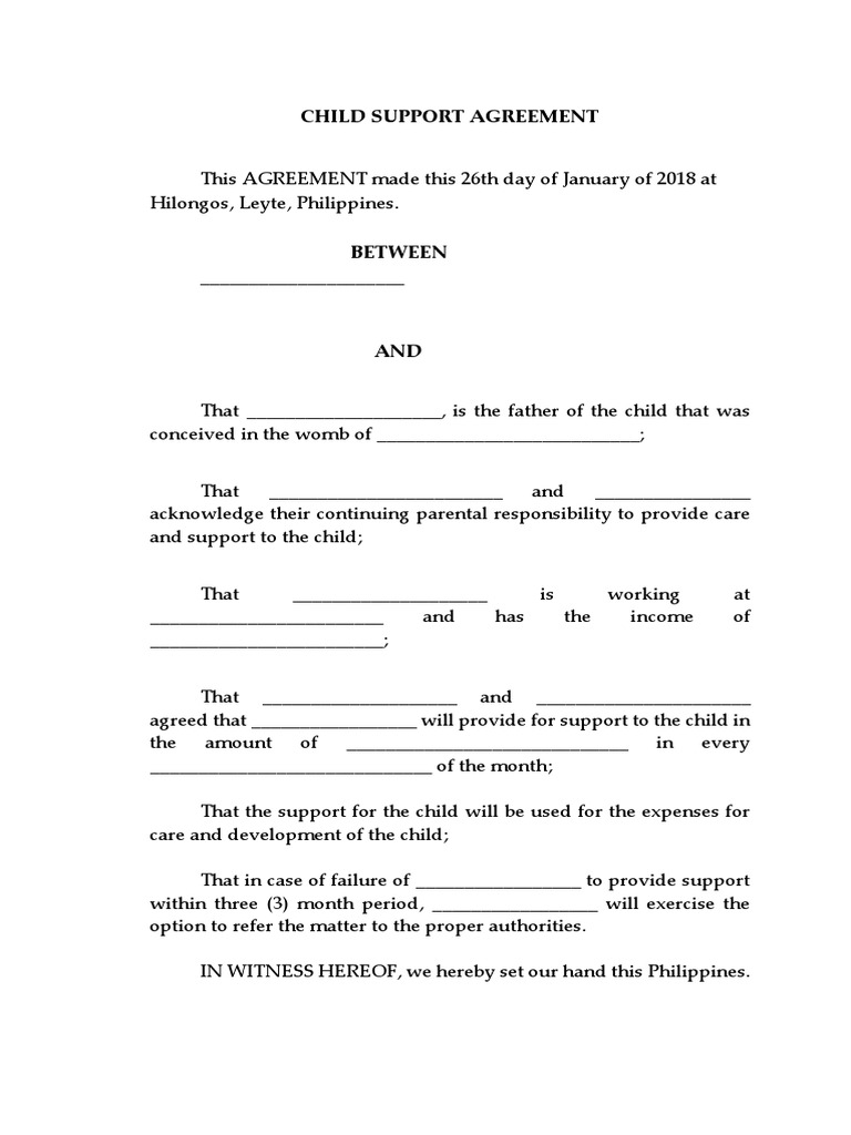 Child Support Agreement Template | PDF