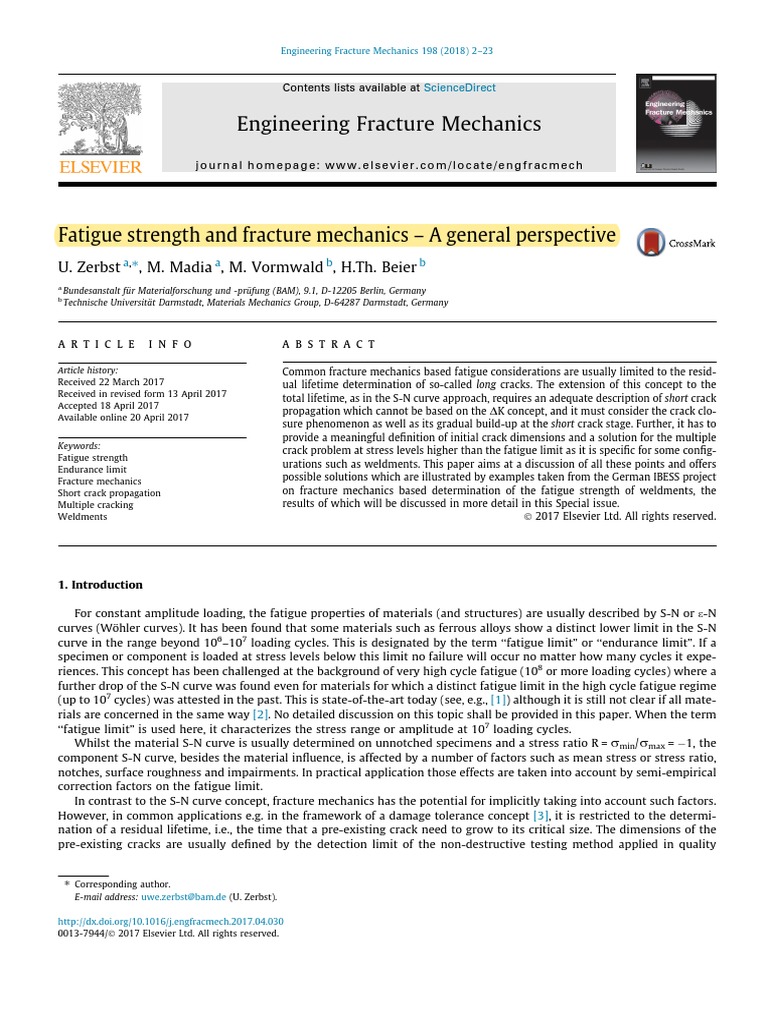 Fatigue Strength and Fracture Mechanics - A General Perspective | PDF ...