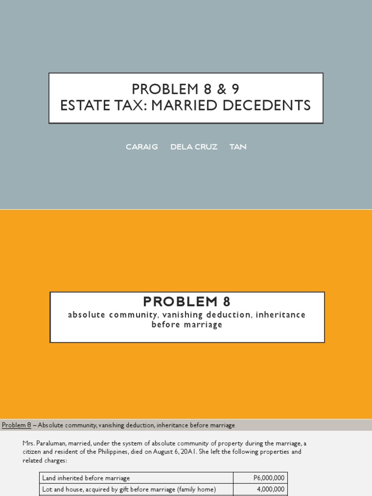 Determining Estate Tax Liabilities for Married Decedents Problems