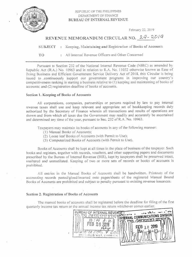 RMC No. 29-2019 | PDF | Government Finances | Accounting