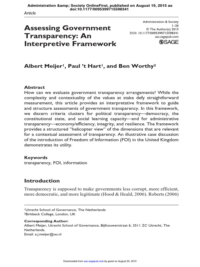 Evaluating Government Transparency Framework | PDF | Transparency ...