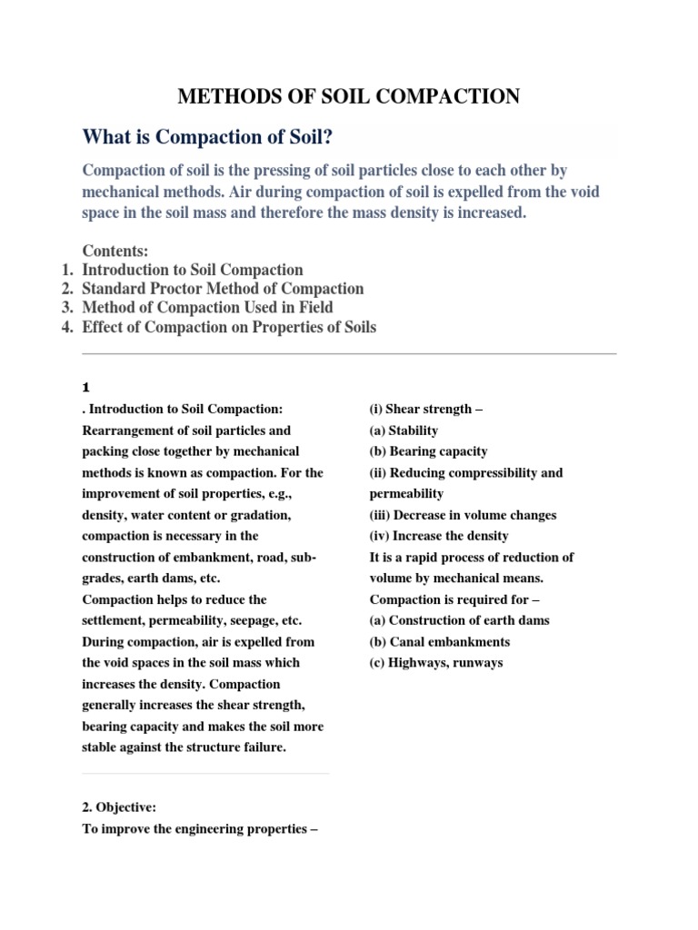 Soil Compaction Methods Explained | PDF | Soil | Nature