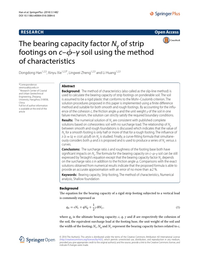The bearing capacity factor Nγ of strip footing - Han PDF | PDF | Yield ...