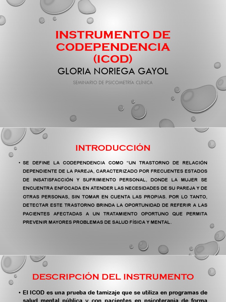 Prueba ICOD de Codependencia Femenina | PDF | Trastorno mental ...