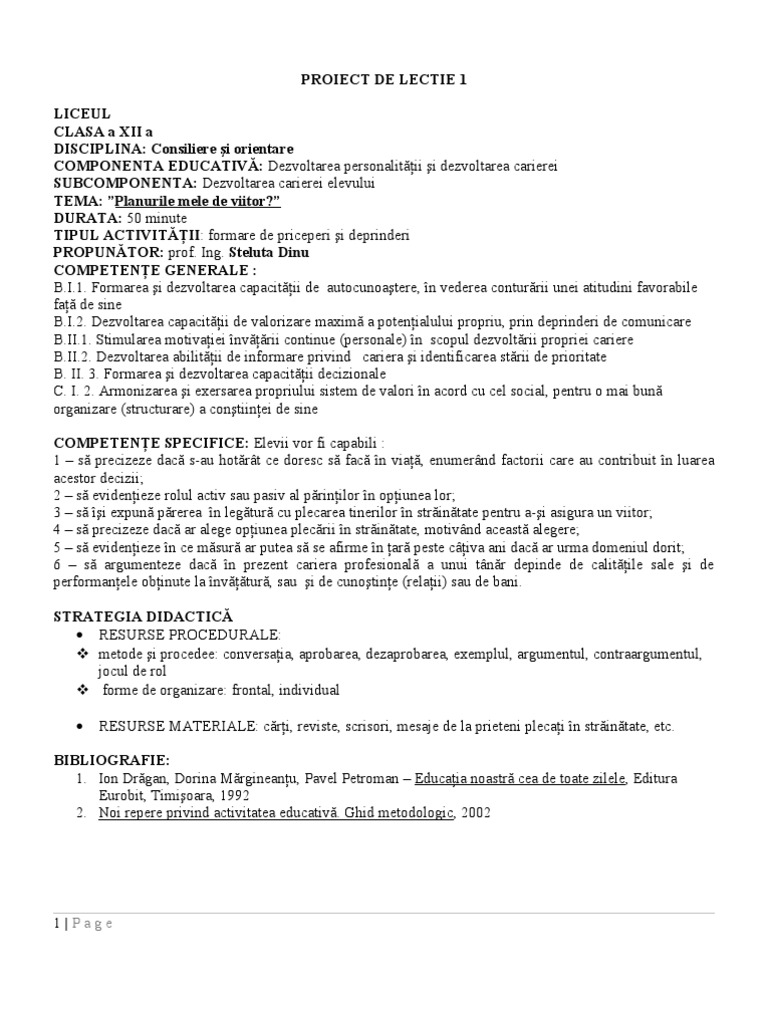 Plan de Lectie 2 | PDF