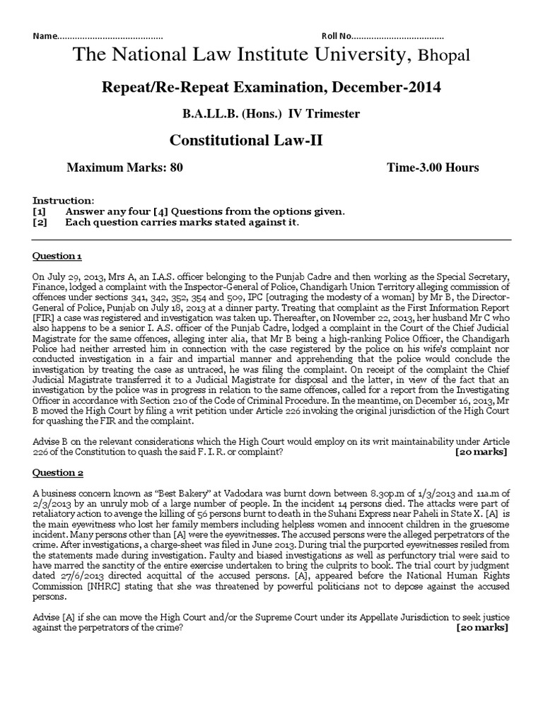 Constitutional Law Exam Questions 2014 | PDF | Supreme Courts | Supreme ...