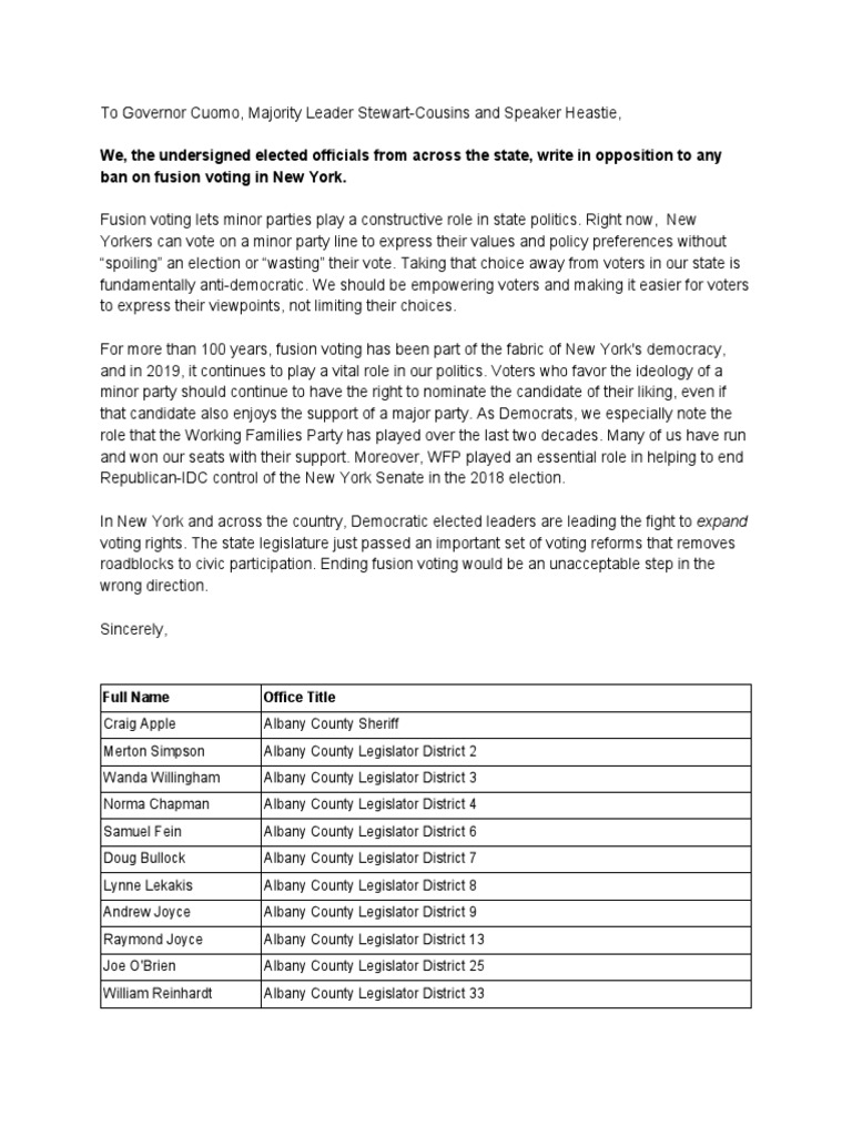 340 Local Elected Officials Write in Support of Fusion Voting in NY ...