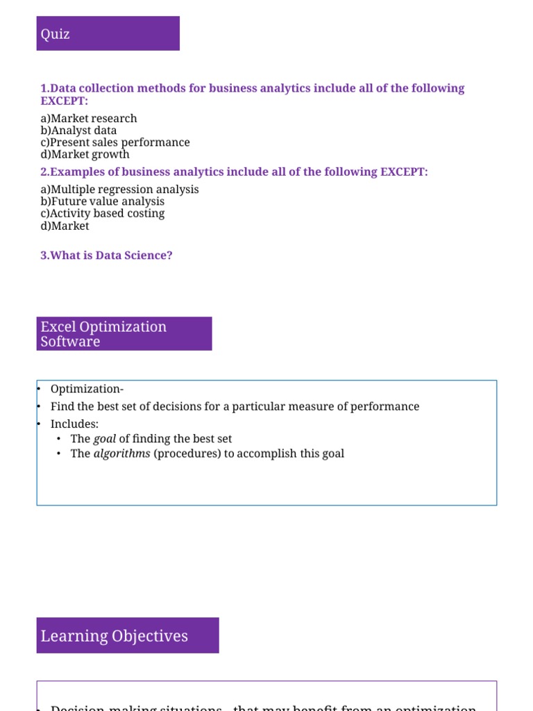 Session 11 &12 Excel Optimization Software | PDF | Sensitivity Analysis ...