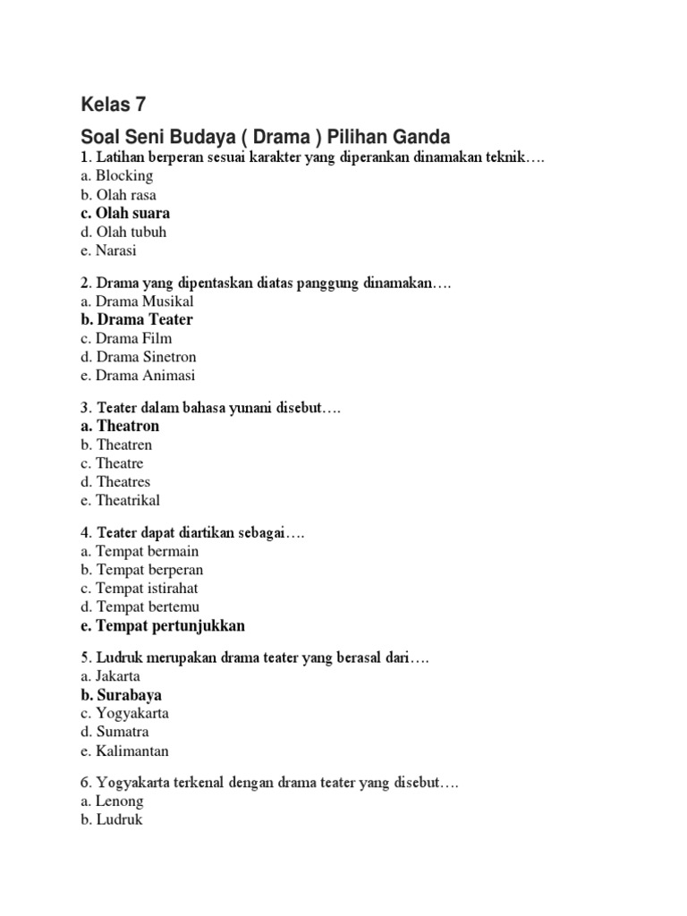 Pts Seni Teater Kelas 7