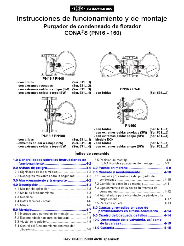 IOM 0040805000-4 Purgadores Boya Vapor ARI CONA S 631 632 639 PDF | PDF ...