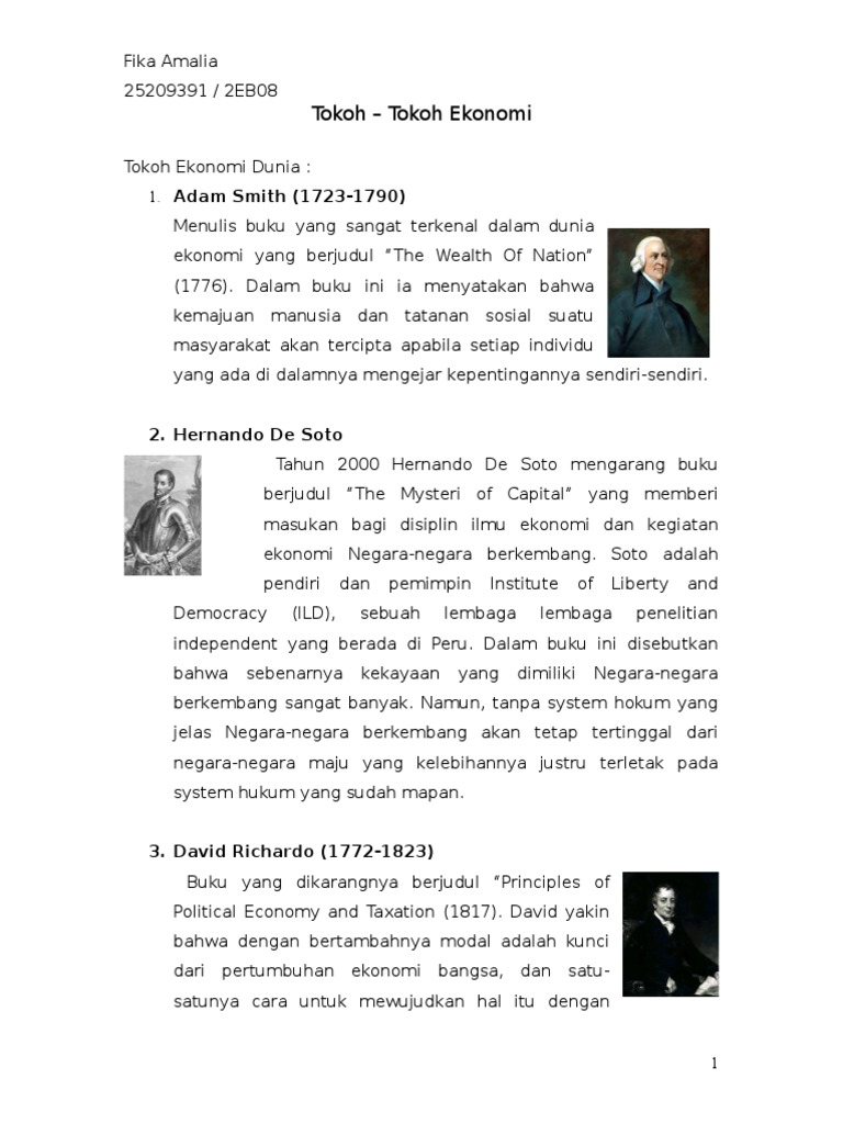 Tokoh Ekonomi Dunia dan Indonesia | PDF