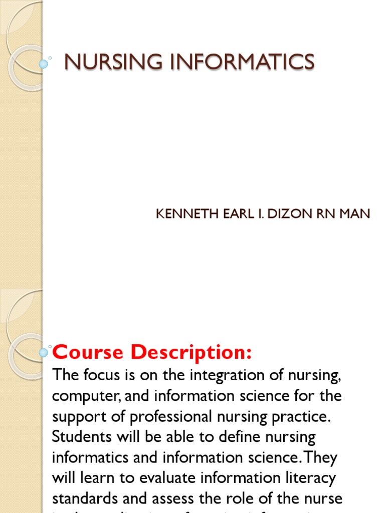 Nursing Informatics Course Overview | PDF | Health Informatics | Health ...