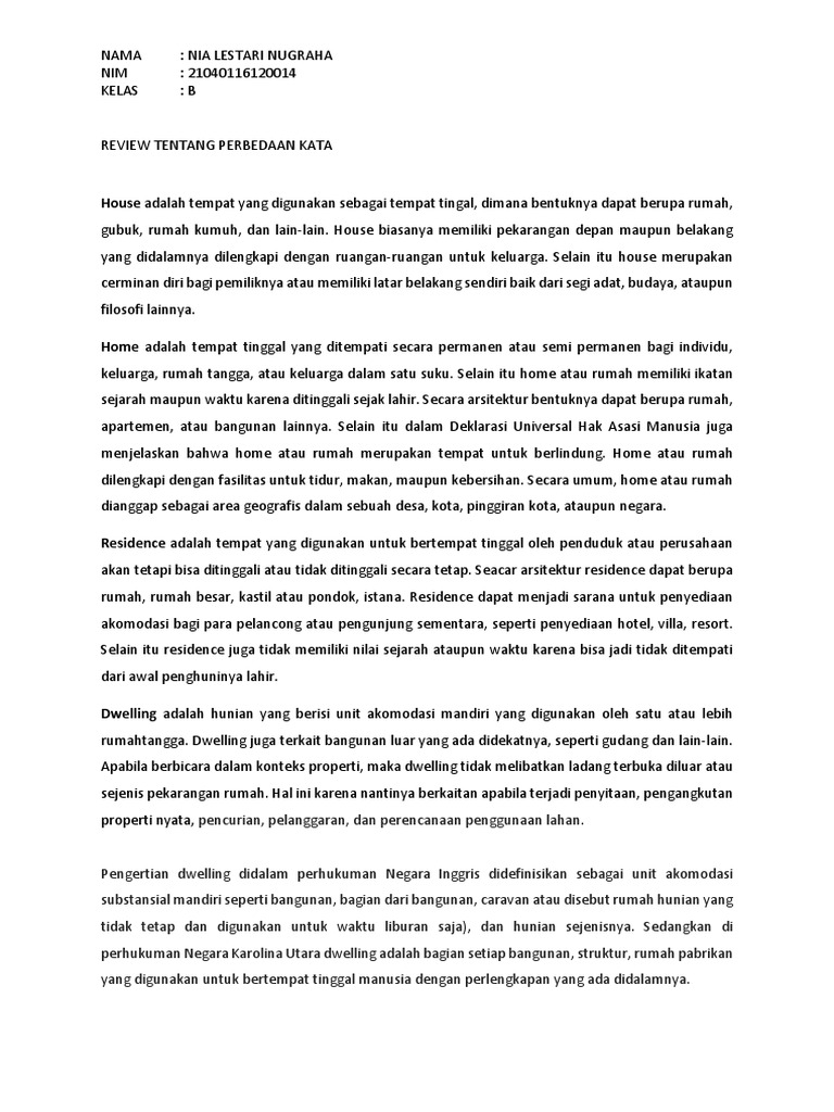 Review Perbedaan House Home Dwelling Residence Pdf