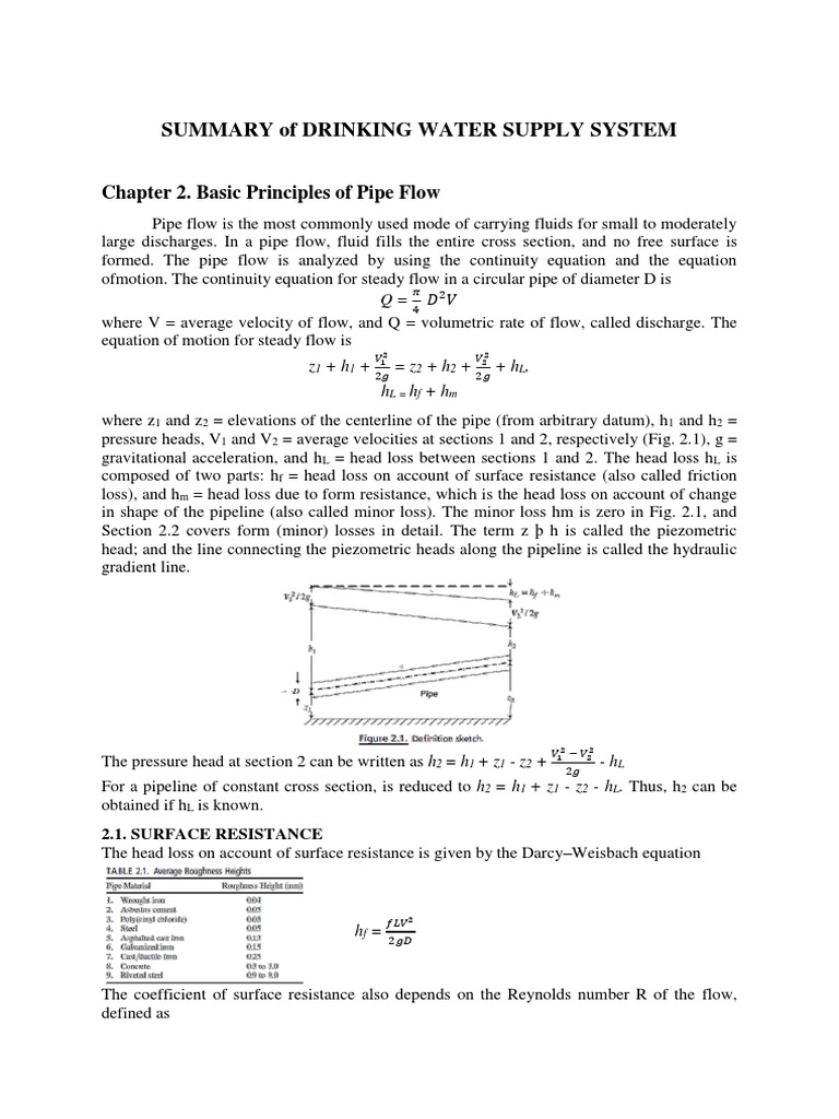 Pipe Flow Principles in Water Supply Systems | PDF | Drag (Physics ...